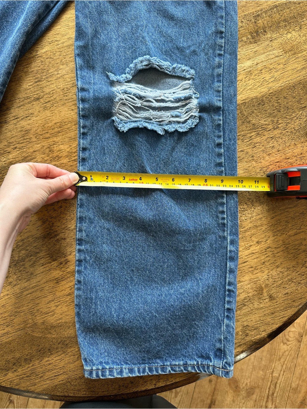 Diesel Dark Blue Distressed Wide Leg Jeans - Picture 11 of 11